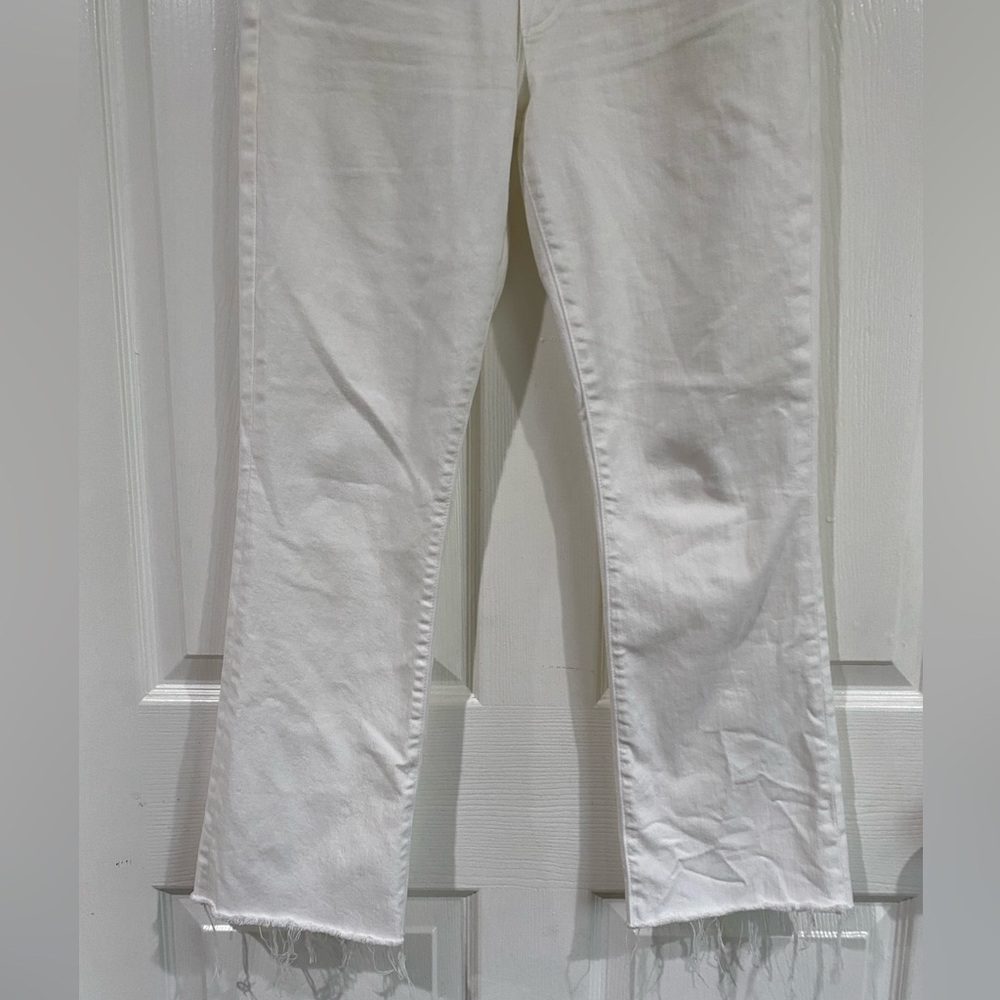 MOTHER The Hustler Ankle Fray In Fairest Of Them All White High Rise Jeans 30 - Picture 5 of 15